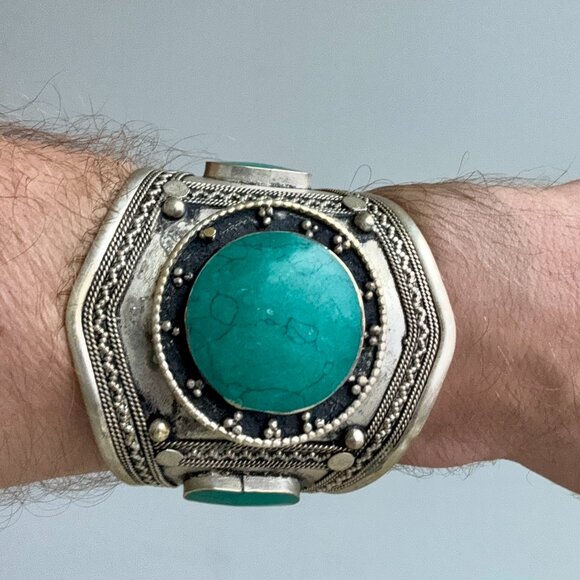 Silver Cuff Bracelets with Turquoise - Picture 2 of 6